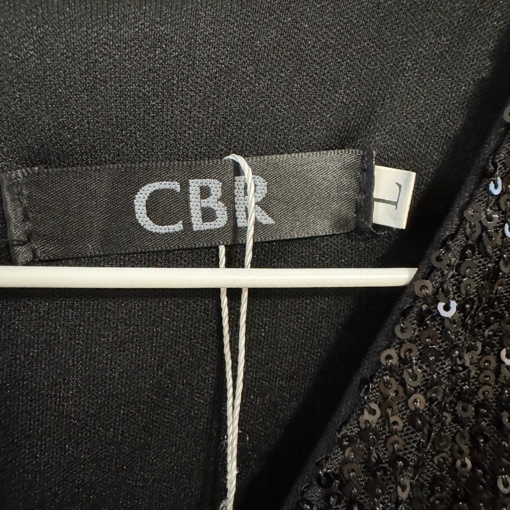 CBR Black Sequin Long Sleeve Wrap-Front Dress - Picture 4 of 7